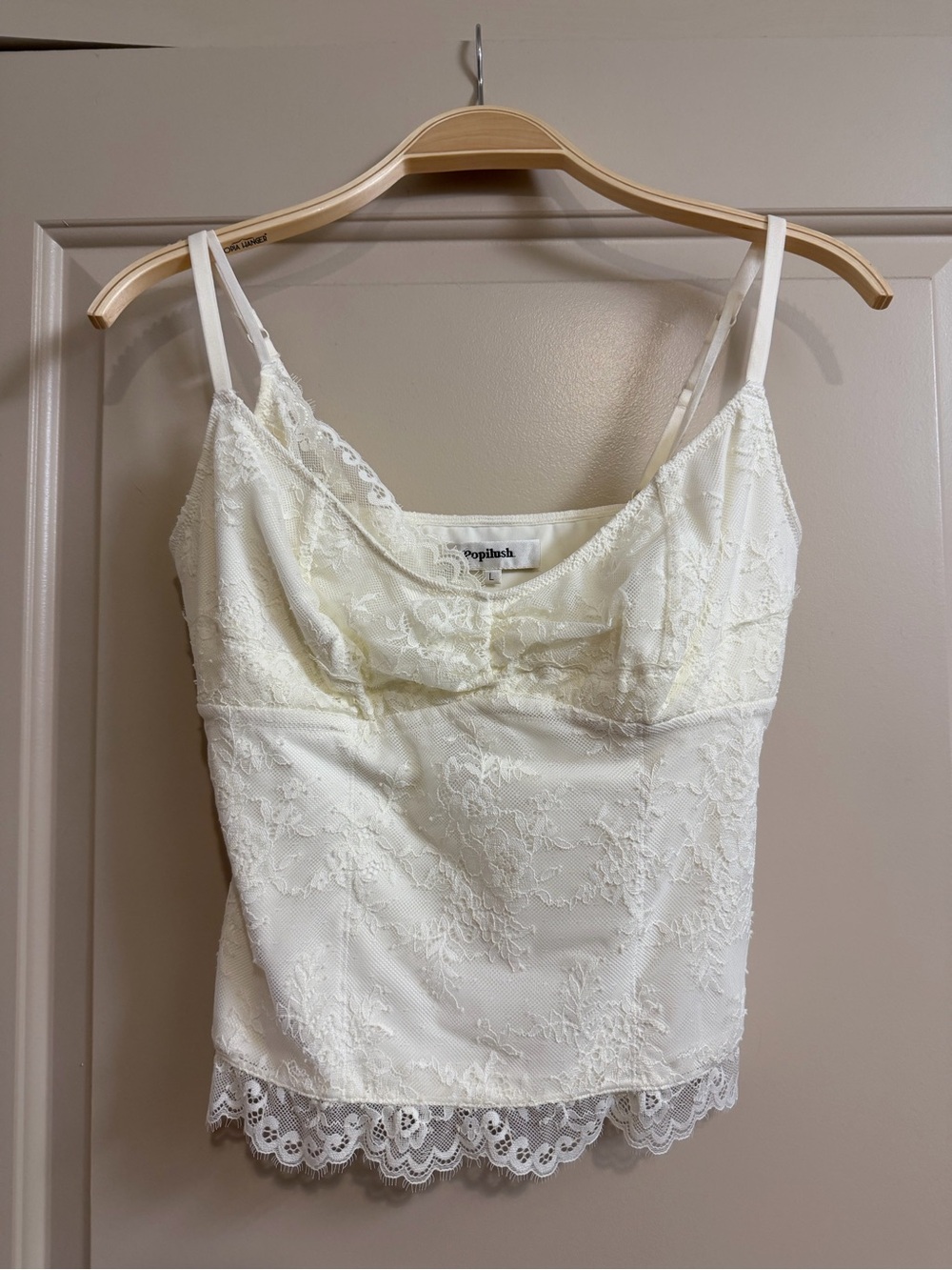 Ivory Lace Camisole with Scalloped Hem